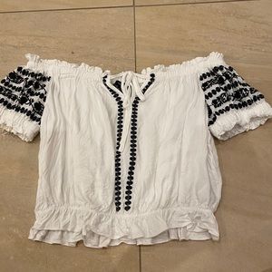 white and black flirty crop top